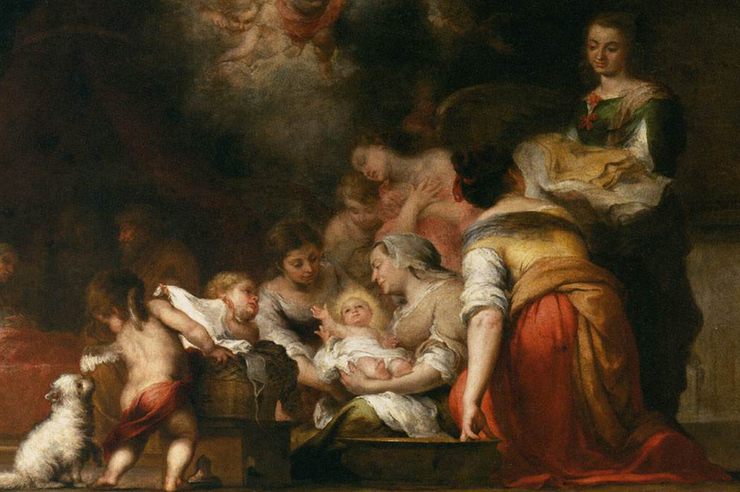 "The Birth of the Virgin" (detail) by Murillo
