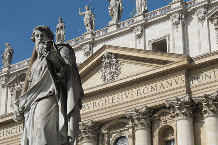 Statue of St. Paul at the entrance to St. Peter's Bascilica Photography by Mark Armstrong