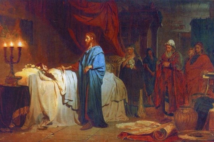 "The Raising of Jairus' Daughter" (detail) by Repin