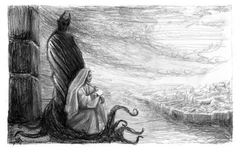 Satan Tempting Christ Sketch © by Jef Murray