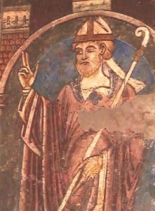 St. Cuthbert 12th century wall-painting  in Durham Cathedral