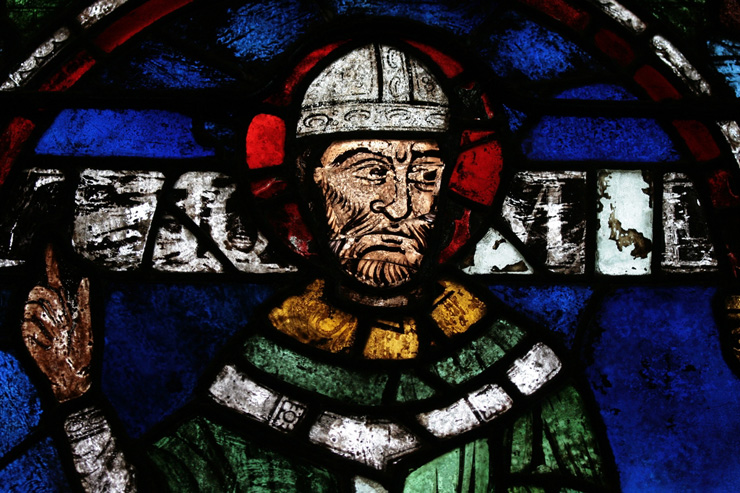 Stained glass window of Thomas Becket in Canterbury Cathedral
